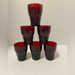 Vintage 1940’s Windsor Anchor Hocking Ruby Red Juice Glasses~4oz